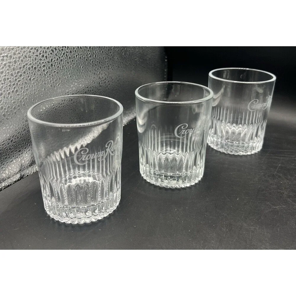 Authentic Crown Royal Low Ball Whiskey Rocks Glass Tumblers Set of 5 - 3.5